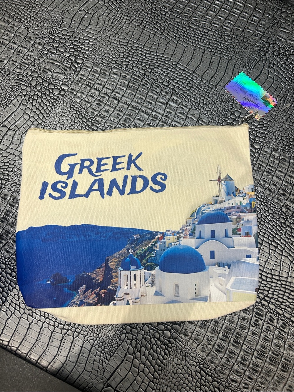 Greek Islands Canvas Pouch - Blue and White